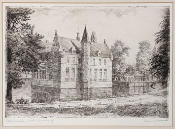 Belgische etser R. Malfliet met een ets