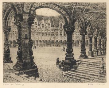 Belgische etser R. Malfliet met een ets