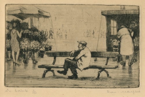 Belgische etser R. Malfliet met een ets