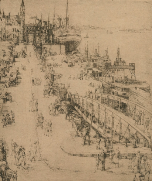 Belgische etser R. Malfliet met een Antwerpse ets