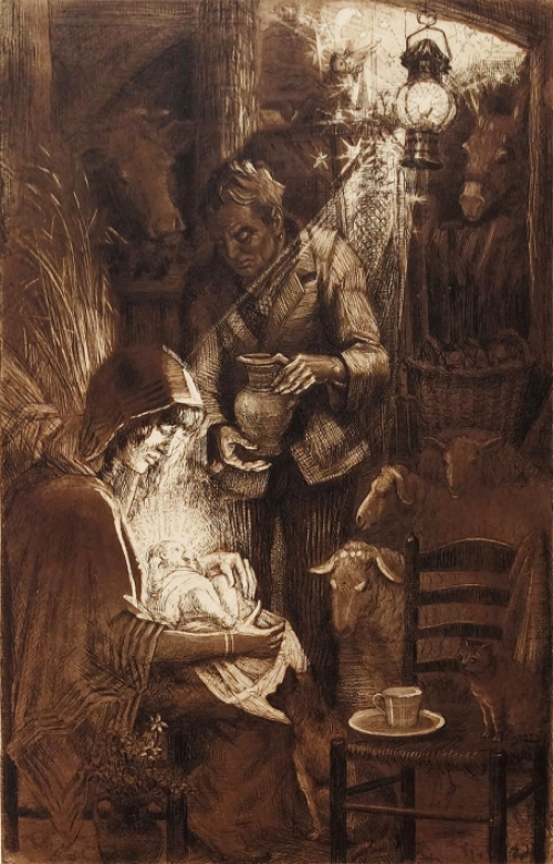 Romain Malfliet met een Christelijk tafereel