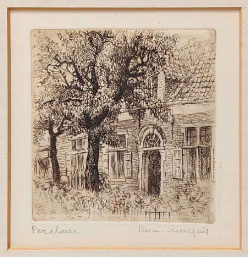 Belgische etser R. Malfliet met een ets