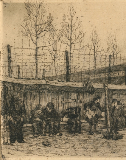 Romain Malfliet met een ets uit 1944