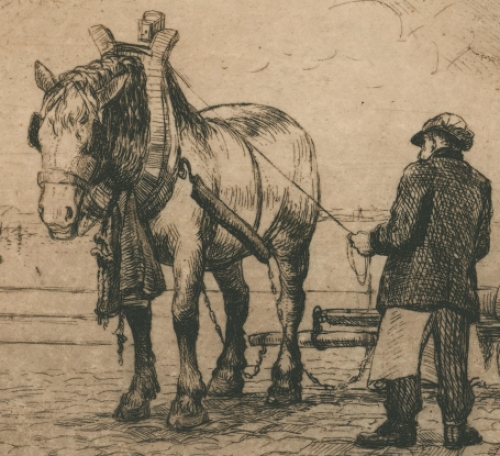 Romain Malfliet met een ets van een voerman