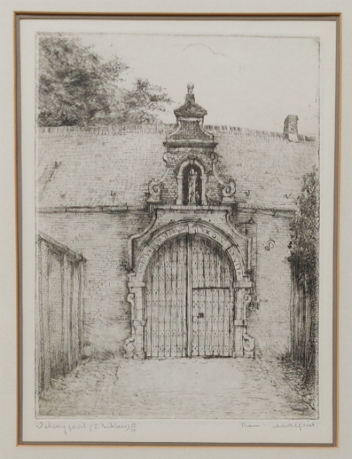 Belgische etser R. Malfliet met een ets