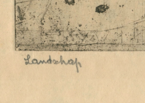 Romain Malfliet met een ets van een landschap