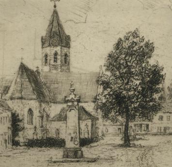 Romain Malfliet met een ets van Belsele