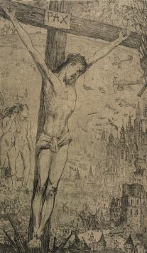 Romain Malfliet met een ets van Kristus