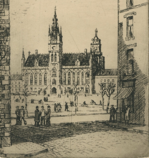 Romain Malfliet met een ets van St Niklaas