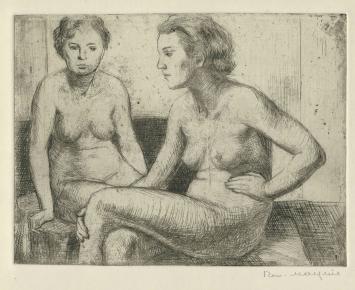 Belgische etser R. Malfliet met een naaktets