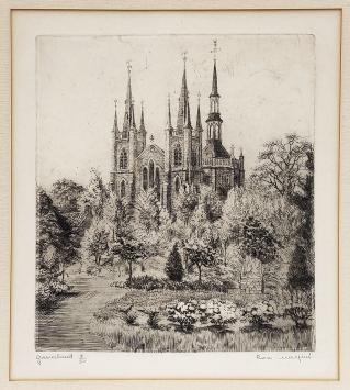 Belgische etser R. Malfliet met een ets