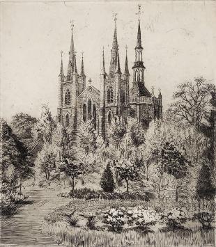 Romain Malfliet met een ets van Gaverland