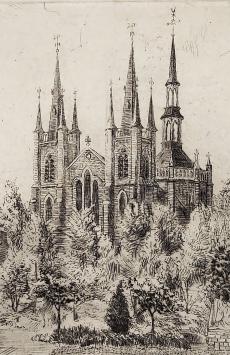 Belgische etser en tekenaar Romain Malfliet met een ets