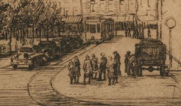 Malfliet, een ets van de Groenplaats te Antwerpen