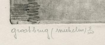 Belgische etser en tekenaar Romain Malfliet met een ets