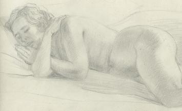 Romain Malfliet met tekening van een naakte dame die slaapt