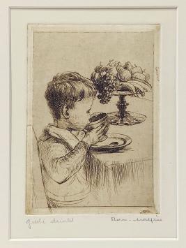 Belgische etser R. Malfliet met een etsje