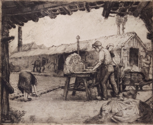 Romain Malfliet met een ets van de Rupelstreek