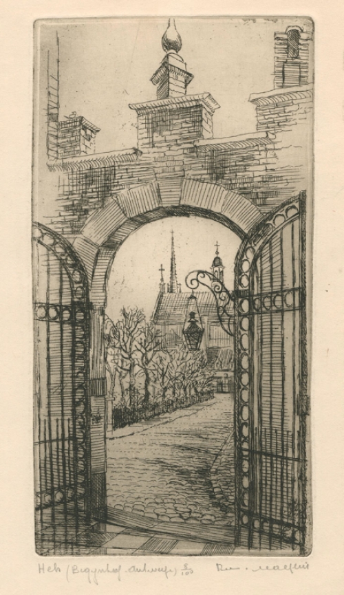 Belgische etser Romain Malfliet met een kleine ets