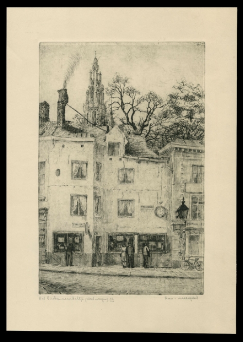 Gesigneerde Antwerpse ets van Romain Malfliet kopen