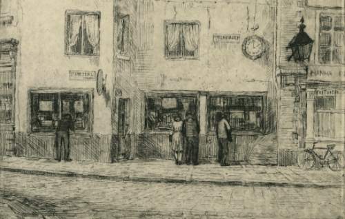 Romain Malfliet met een ets van Antwerpen