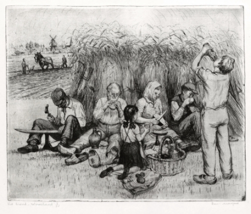 Belgische etser R. Malfliet met een grote ets