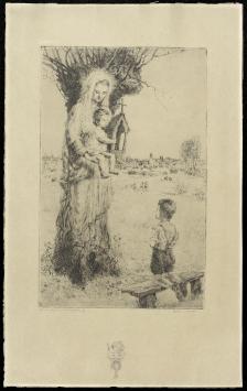 Ets van Maria in een veldkapel