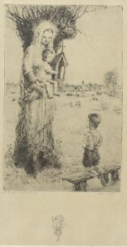 Belgische etser R. Malfliet met een grote ets