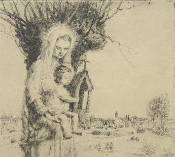 Belgische etser Romain Malfliet met een Christelijke ets