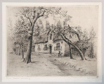 Belgische etser R. Malfliet met een grote ets