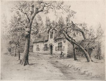 Romain Malfliet met een ets van Sint Niklaas