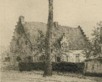 Romain Malfliet met een ets van het Hof ter Elst