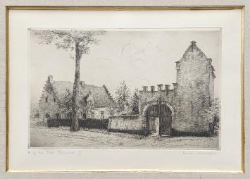 Belgische etser R. Malfliet met een ets in excellente conditie