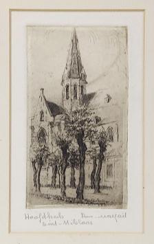 Belgische etser R. Malfliet met een kleine ets