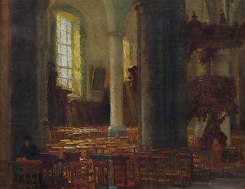 Romain Malfliet met een schilderij op canvas