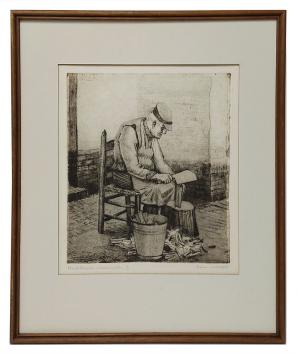 Gesigneerde ets van Romain Malfliet kopen