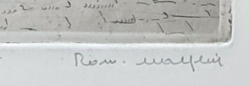 De Belgische etser R. Malfliet met een kleine ets van Mechelen