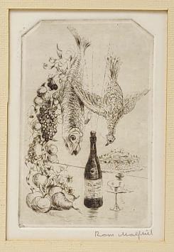 Belgische etser R. Malfliet met een kleine ets