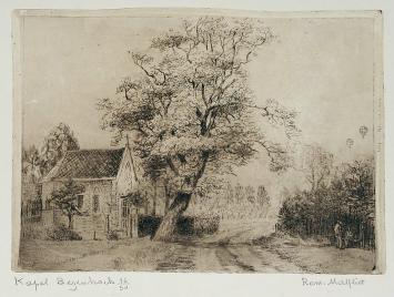 Belgische etser R. Malfliet met een ets