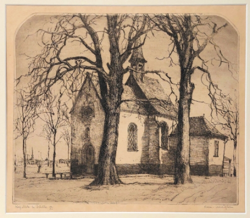 Belgische etser R. Malfliet met een ets