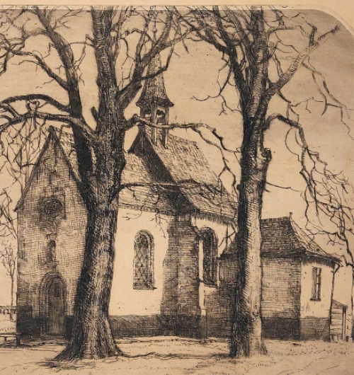 Romain Malfliet met een ets van Schelle