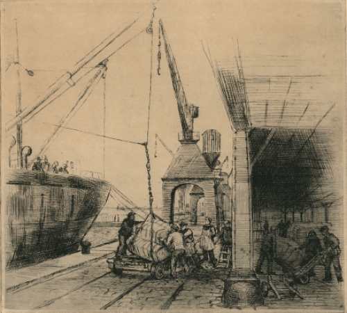 Arbeiders aan het werk in de haven van Antwerpen