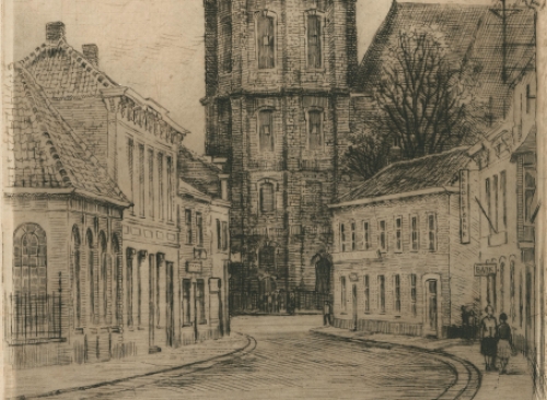 Romain Malfliet met een ets van Zele