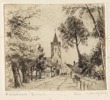 Belgische etser R. Malfliet met een ets