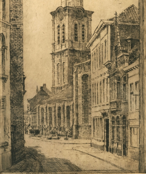 Romain Malfliet met een ets van Lokeren