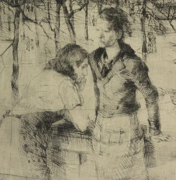 Romain Malfliet met een ets van Sint Niklaas