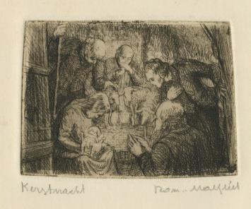 Belgische etser R. Malfliet met een ets uit 2003