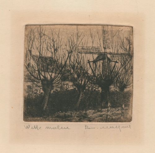 Belgische etser R. Malfliet met een molen