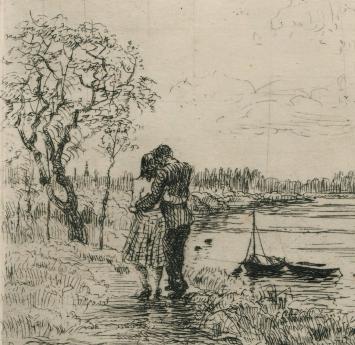 Romain Malfliet met een kleine ets