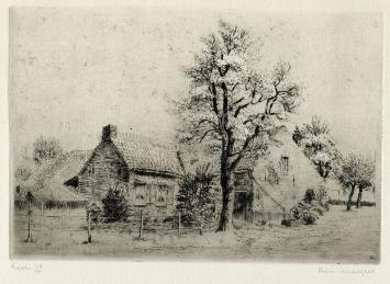 Belgische etser Romain Malfliet met een grote ets